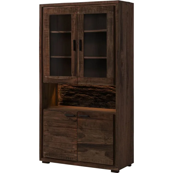 Vitrine Akazie 98x40x180 dunkelbraun lackiert BARK #209