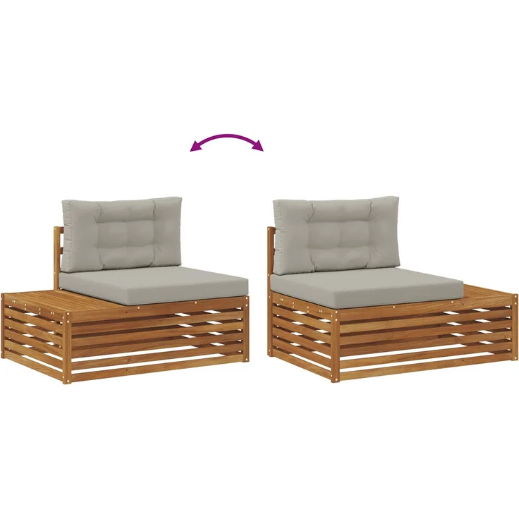 vidaXL Outdoor-Sofagarnitur 6 stk. 4-Sitzer Natur und Hellgrau 3374096 – Bild 10
