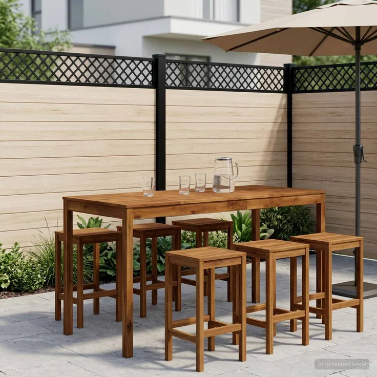 vidaXL Gartenbar-Tisch LAREN Natur 196 x 80,5 x 105 cm 901264 – Bild 1