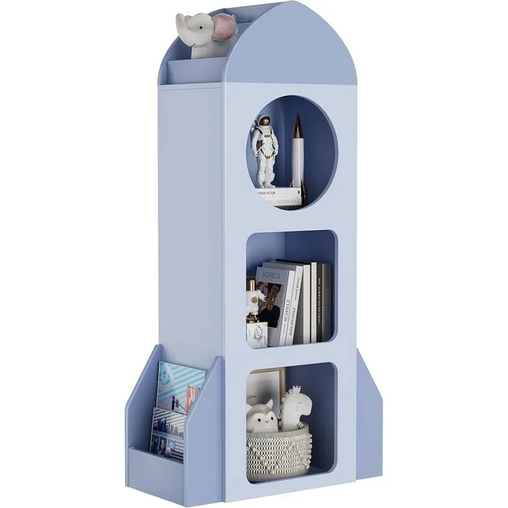 TLGREEN Bücherregal Kinderregal Spielzeugablage,120×60×31 cm, Mit 3 Ebenen 2 Seitenregalen für Kinderzimmer, Bücherregal Kinder