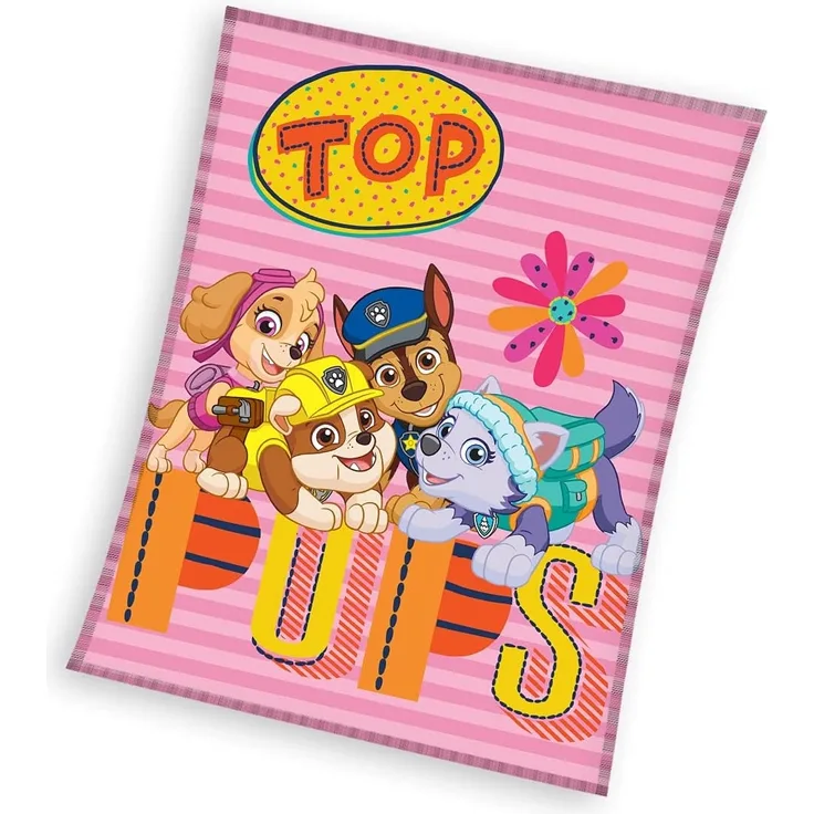 Paw Patrol Kuscheldecke pink 140x110 cm mit Skye und Everest
