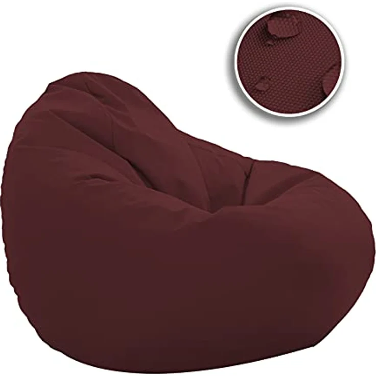 HomeIdeal - Sitzsack XXL Bodenkissen für Erwachsene & Kinder - Geeignet für Gaming oder Entspannen - Indoor wie Outdoor da er Wasserfest ist - mit EPS Perlen, Farbe:Weinrot, Größe:XL – Bild 5