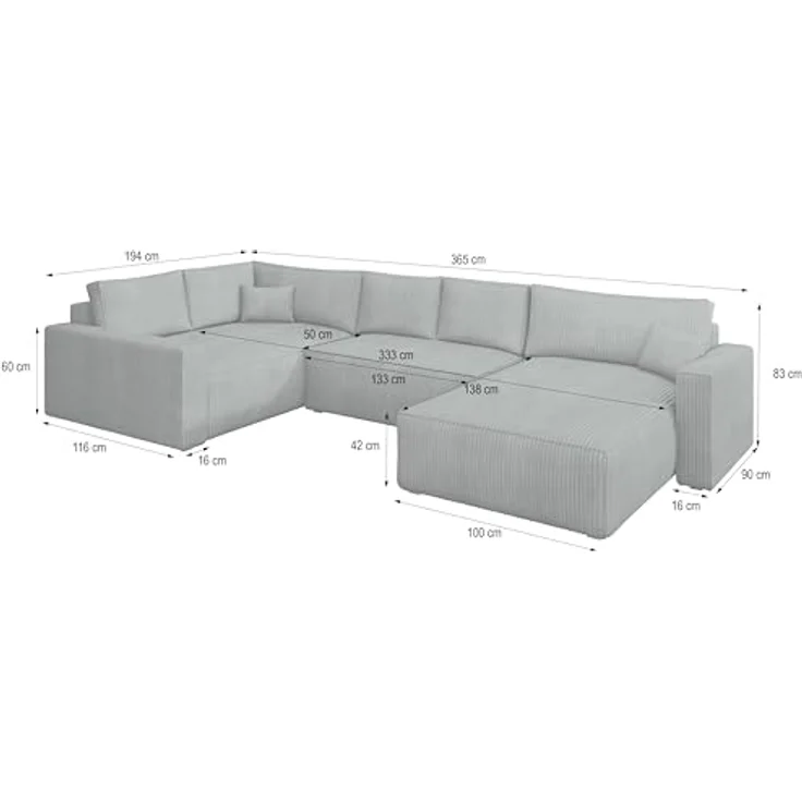 Masseno Ecksofa VELAMI mit Schlaffunktion U-Form, Sofa mit Bettkasten – Bild 3