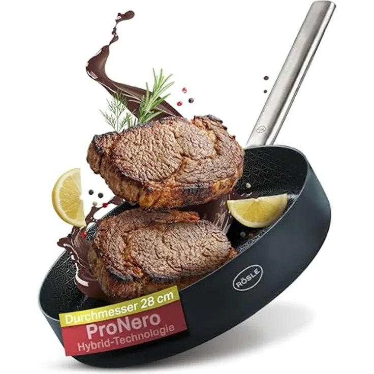 RÖSLE Bratpfanne EBONIC Ø 28 cm ProNero Keramik-Wabenbeschichtung