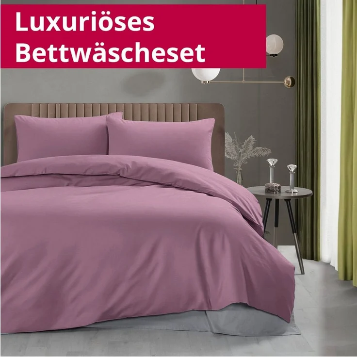 DecoHomeTextil Heimtextilmanufaktur Bettwäsche Set Bettgarnitur mit Reißverschluss Polycotton Uni – Bild 2