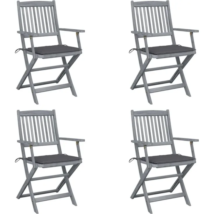 vidaXL Klappbare Gartenstühle 4 Stk. mit Sitzkissen Massivholz Akazie 3064509