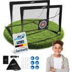ArtSport 'Goal Master' Pop-Up Fußballtor, 2er Set, mit Zubehör, Fiberglas-Gestell, 120x90 cm, Schwarz