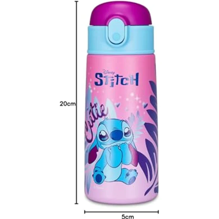 Seven Lilo & Stitch Trinkflasche, Thermosflasche, Wasserflasche, Thermosflasche aus Edelstahl, BPA-frei, 500 ml, Silikondeckel, Kinder, Jungen, Mädchen, Geschenkidee, rosa – Bild 7