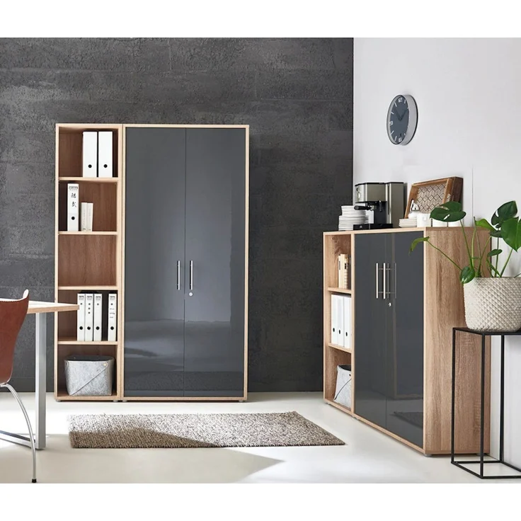 moebel-dich-auf Aktenschrank TABOR 4 (abschließbar, 4-tlg, Büroschrank ideal für DIN 4 Ordner) mit Edelstahlgriffen & lackierten Fronten, MADE IN GERMANY – Bild 1