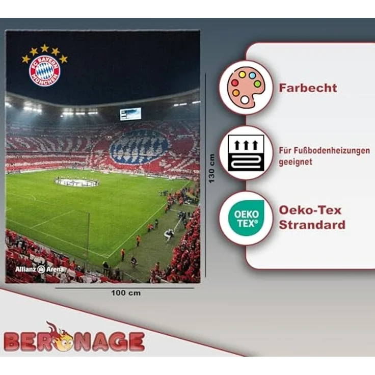 BERONAGE Kinderteppich FC Bayern München Teppich Allianz Arena 100x120 cm, rechteckig, Höhe: 10 mm, rutschfest – Bild 2