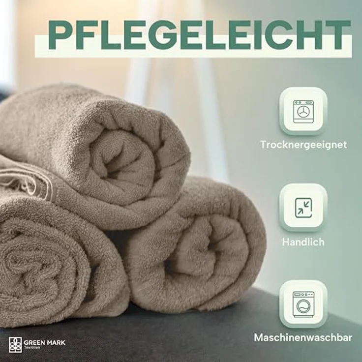 NatureMark 8er Spar-Pack Frottier Handtücher, Handtuch-Set, 50x100 cm, Sand/Beige, 100% Baumwolle – Bild 8