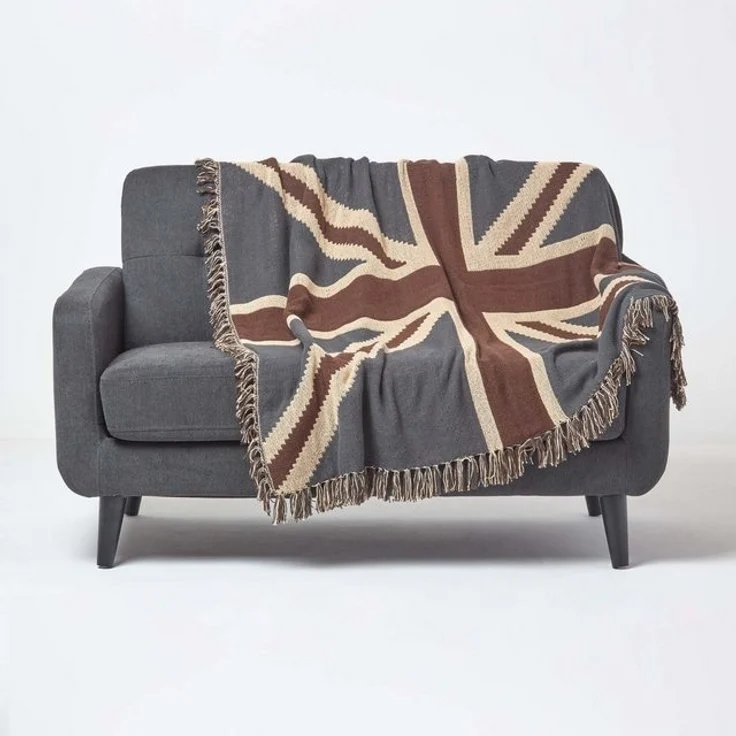 Plaid Überwurf Union Jack-Flagge, 100% Baumwolle, 125 x 150 cm, Homescapes – Bild 4