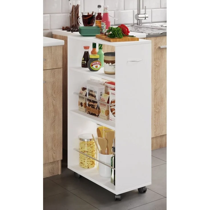 VCM Küchenmöbel Servierwagen Tusal 916894 Weiß H. 85 x B. 25 x T. 50 cm – Bild 2