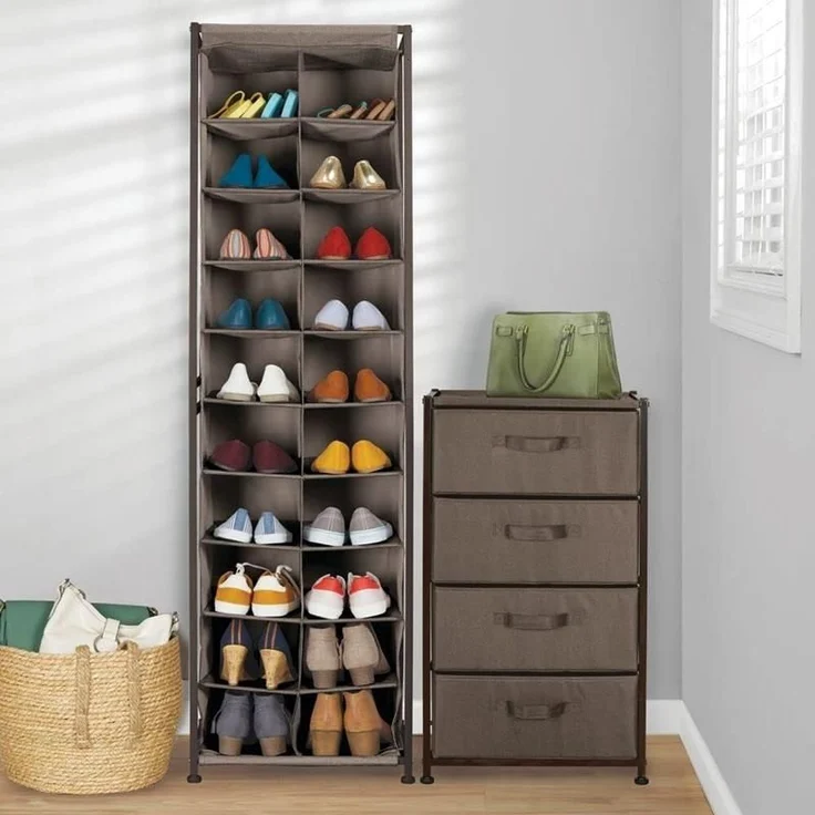 Schuhregal Schuhschrank Schuhablage Metallrahmen mDesign 20 Fächer dunkelbraun – Bild 6