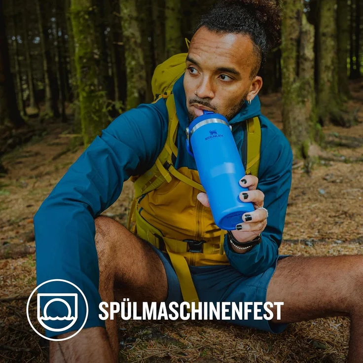 Stanley Flip Straw Tumbler 1.0 Trinkflasche Mit Strohhalm 0.89L - Thermosflasche Hält 12+ Stunden Kalt - Spülmaschinenfest - Sportflasche - Wasserflasche BPA Frei - Iris – Bild 7