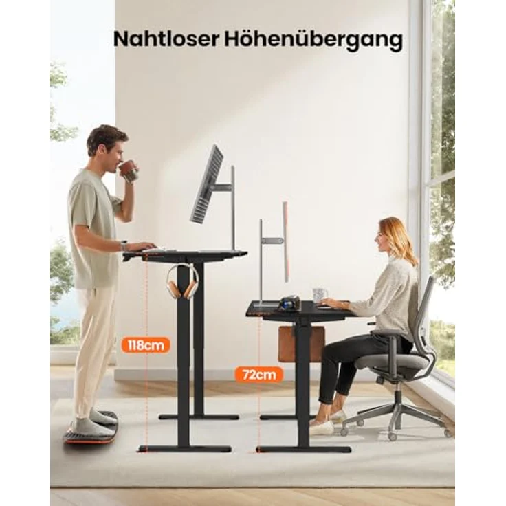 ErGear Elektrisch Höhenverstellbarer Schreibtisch 160x80 cm, Schreibtisch Höhenverstellbar mit 4 Memory-Funktion, Gaming Tisch mit Vierteilige Tischplatte – Bild 4