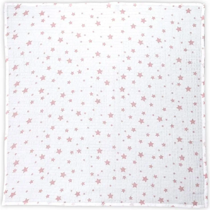 Lorelli Wickeldecke, Babydecke Musselin Baumwolle, Größe 80 x 80 cm, ab Geburt weiß rosa