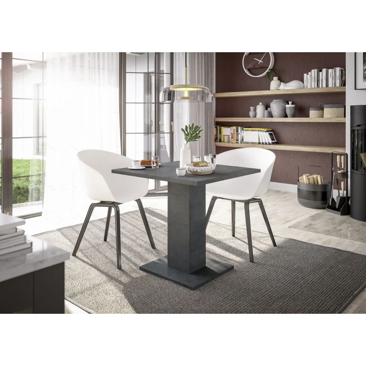 Säulen-Esstisch >Tap< (ausziehbar auf 120cm) in graphit - 80(120)x76x80cm (BxHxT) – Bild 2