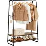 Vasagle Kleiderständer mit 2 Ablagen und 6 Haken, Stahlgestell Braun/Schwarz, 100 x 45 x 160 cm