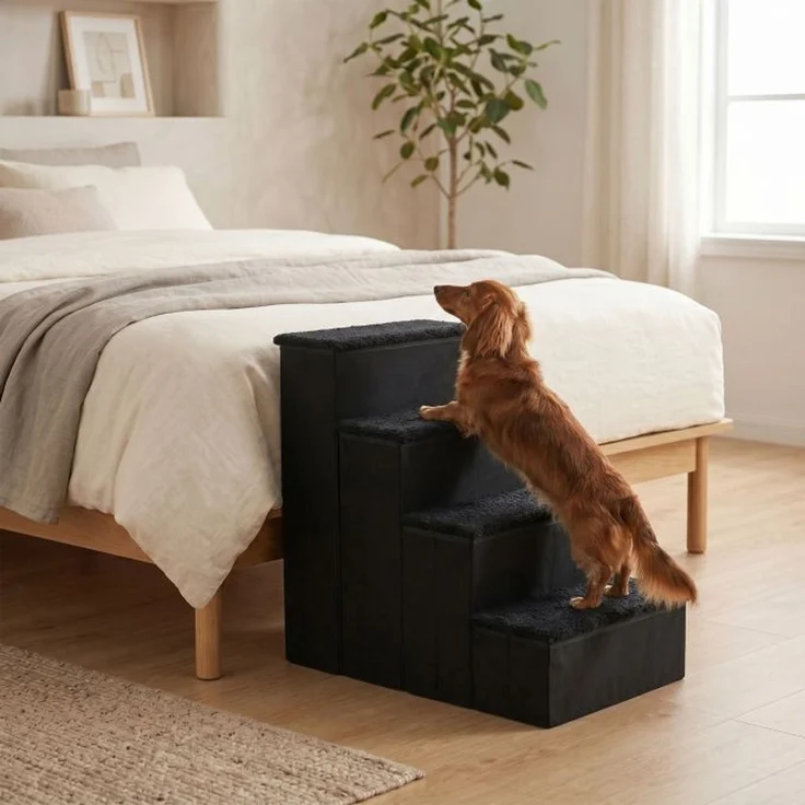 Relaxdays Faltbare Hundetreppe mit Stauraum – Bild 2