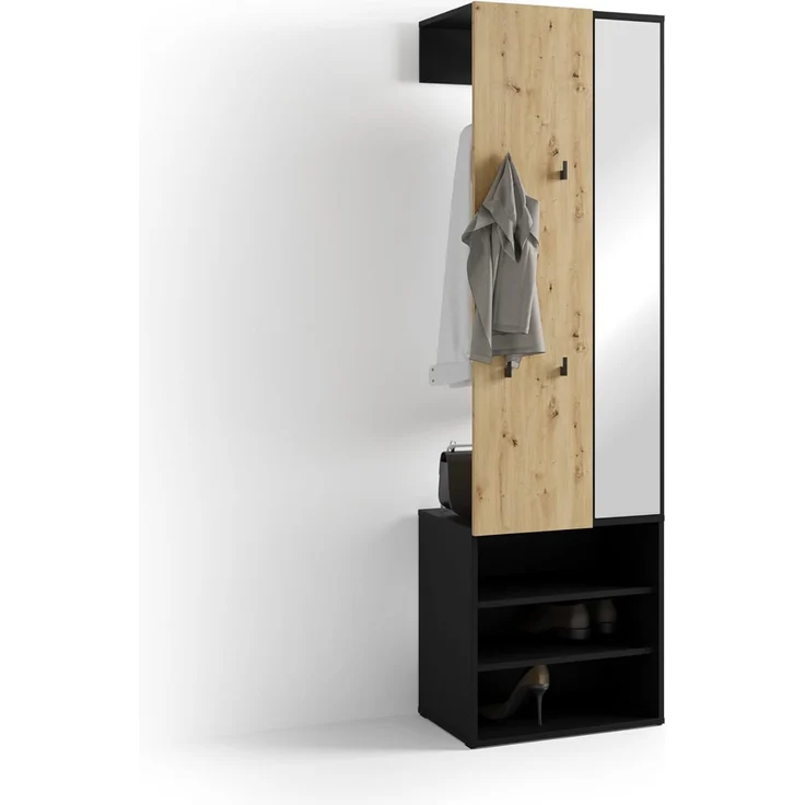 byLIVING Kompaktgarderobe Dielen - Set Andorra (1-St) maximale Ordnung auf wenig Fläche mit Spiegel, Kleiderstange und Haken – Bild 5