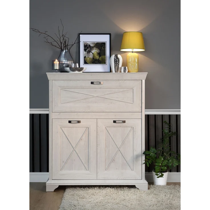 FORTE Kashmir Kommode, Holzwerkstoff, Weiß/Beige, 123 x 143,3 x 48,2 cm – Bild 1