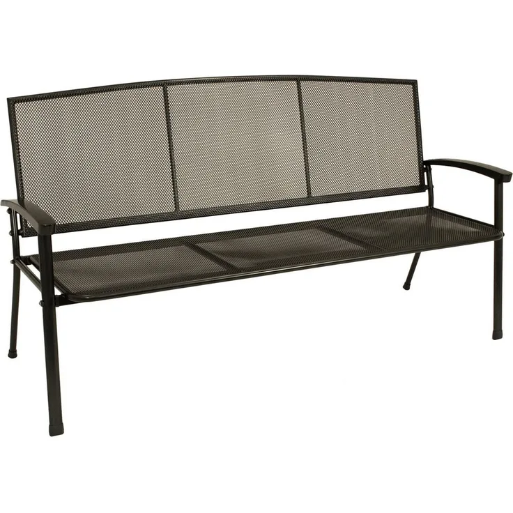 TPFGarden Gartenbank Roma (1-St, Sitzbank Outdoor Gartenbank Metall 3-Sitzer), aus massivem Streckmetall - Hochwertige Verarbeitung - Farbe Eisengrau