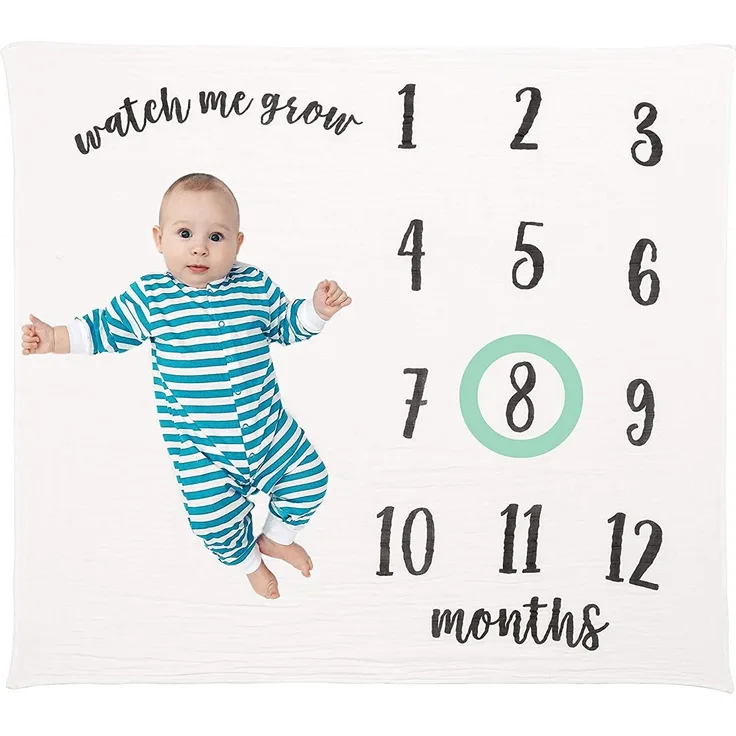 Little Pear Meilenstein Decke, Geschlechtsneutral, Baby Foto Prop, schwarz und weiß
