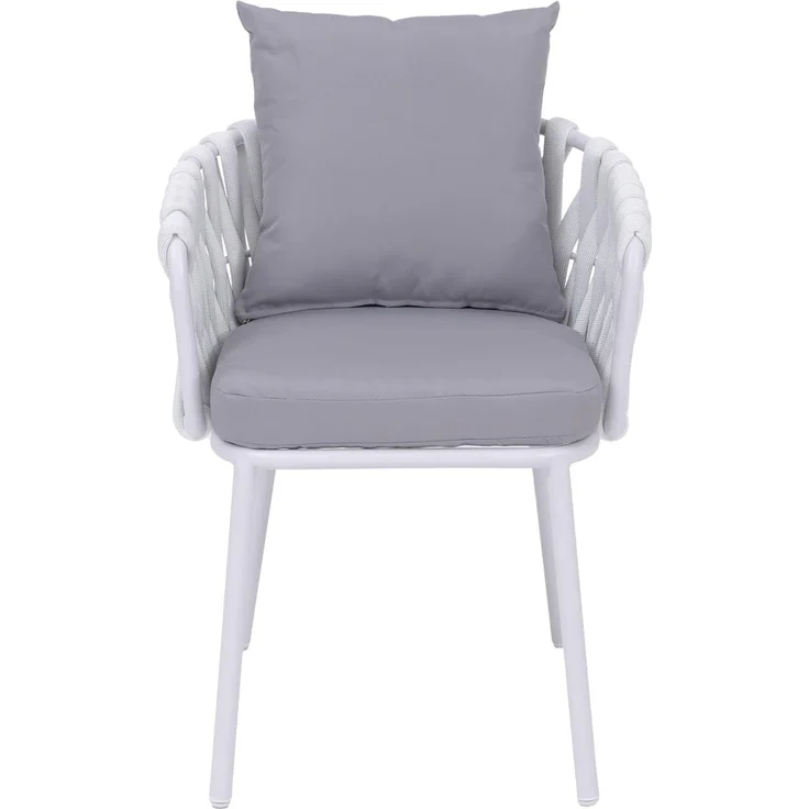 2er-Set Aluminium-Esszimmerstuhl HWC-P89, Indoor Stuhl Armlehne, Stoff/Textil (180 g/m²) Seilgeflecht Rope ~ hellgrau – Bild 8