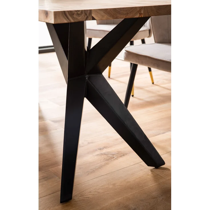 FINEBUY Esstisch FB66278 (Akazie Massivholz Rechteckig, 160x80x76 cm, Modern), Holztisch Esszimmer Modern, Esszimmertisch Groß – Bild 5