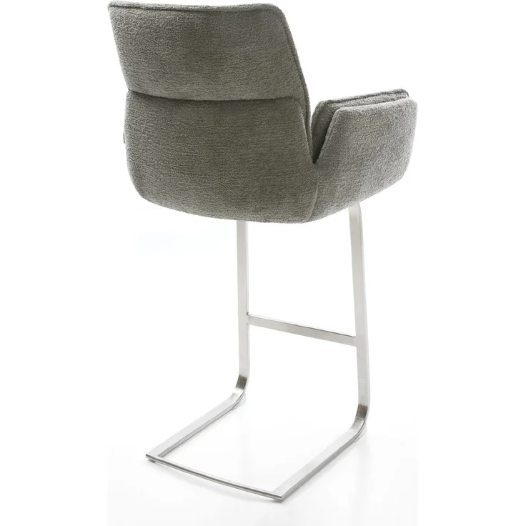 Barstuhl Nela-Flex Bouclé Soft Schlamm Freischwinger Flach Edelstahl Silberfarben – Bild 5