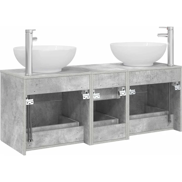 vidaXL Badezimmerschrank-Set 3 stk. Betongrau 129 x 44,5 x 80 cm 3405910 – Bild 7