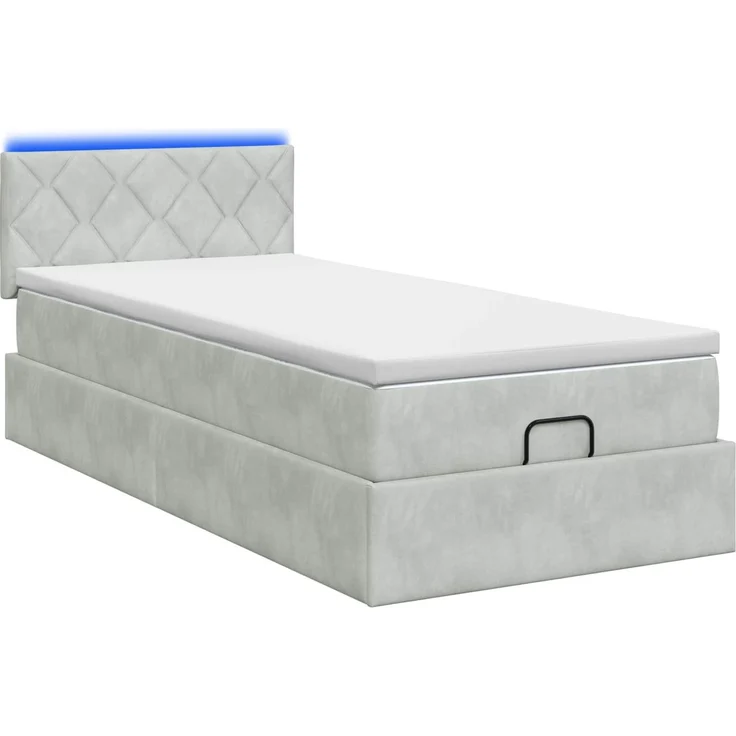 vidaXL Ottoman-Bett mit Matratze und LED Hellgrau 80 x 200 cm Samt 3457173 – Bild 9