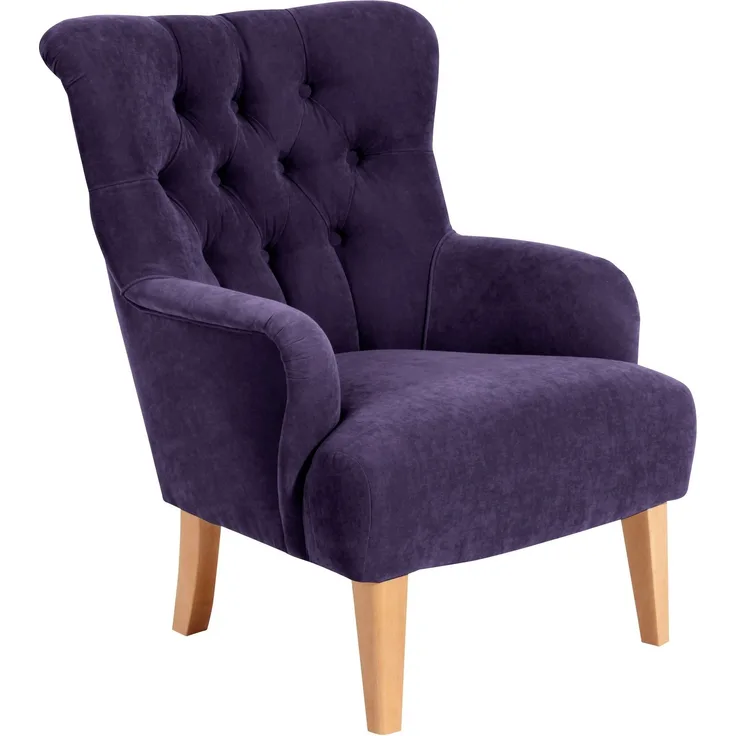 Sessel Kaiya Bezug Veloursstoff Buche natur / violett 21243