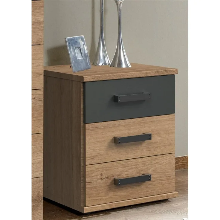 Nachtkommode >Cheston< in Plankeneiche - 46x55x40cm (BxHxT)