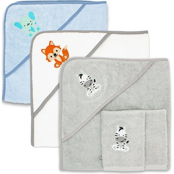 Babykajo Kapuzenhandtuch, Frottee (1-St), Kuschliges Baby Handtuch mit Waschlappen