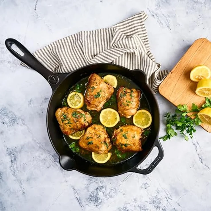 Victoria SKL-210 Cast Iron Skillet. Frying Pan with Long Handle, 10, Black – Bild 9