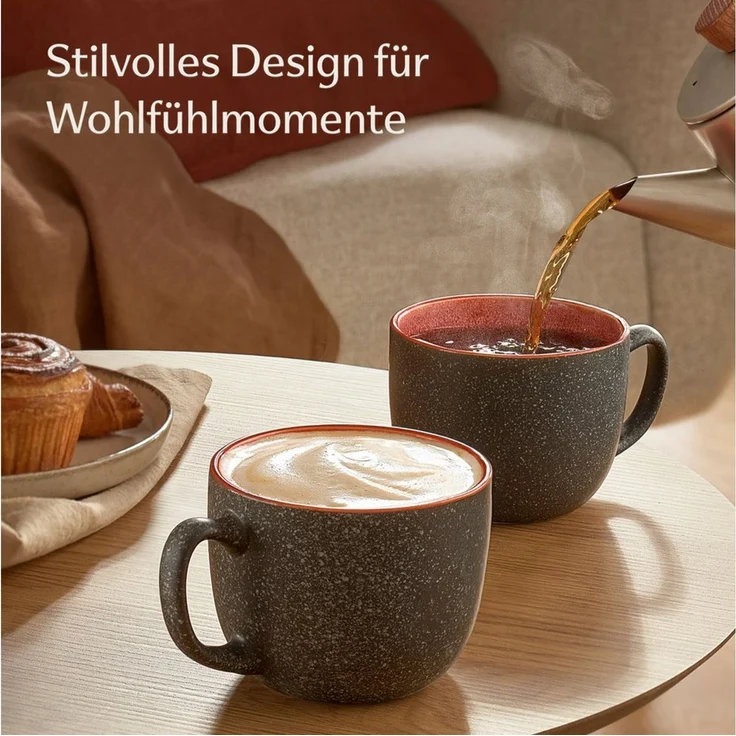 Cosumy Cappuccinotasse Kaffeetassen 4er Set aus Keramik - 350ml, 4-tlg, Keramik, Warm – Bild 1