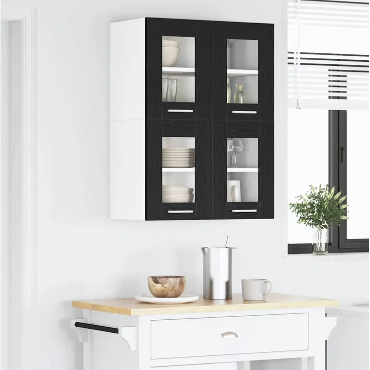 vidaXL Hängeschrank mit Tür 2 pcs Schwarz Eichen-Optik 60 x 31 x 40 cm 884213 – Bild 3