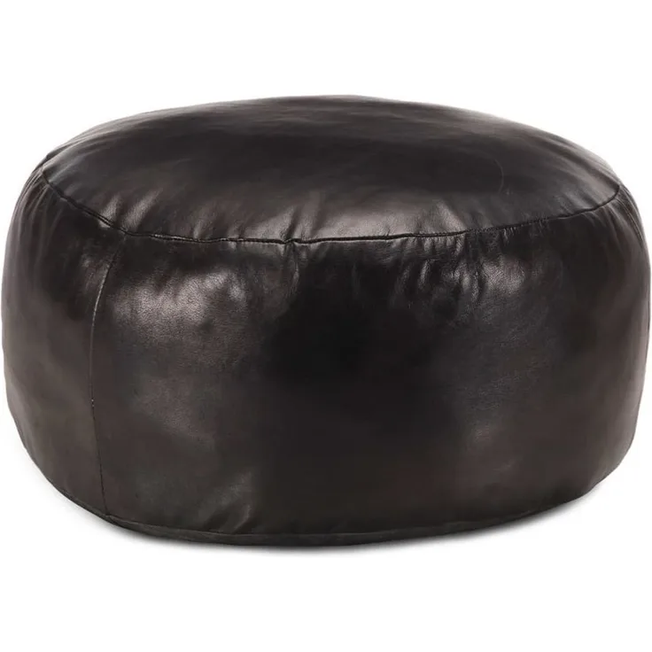 vidaXL Pouf Schwarz 60 x 30 cm Echtes Ziegenleder 248140