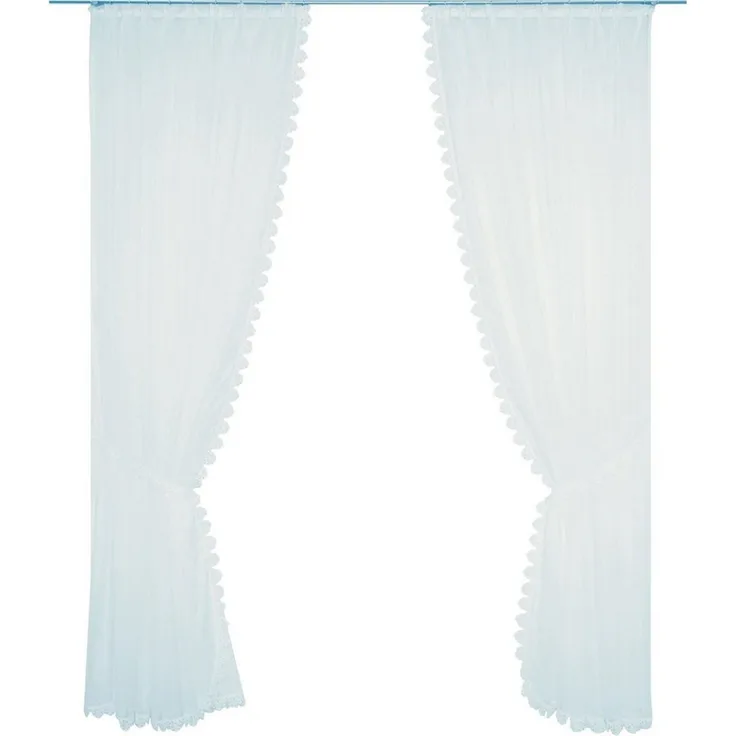 Wirth Gardine Elena (2 St), Faltenband, halbtransparent, Sablé, veredelt mit echter Plauener Spitze Stickerei, inkl. Raffhalter