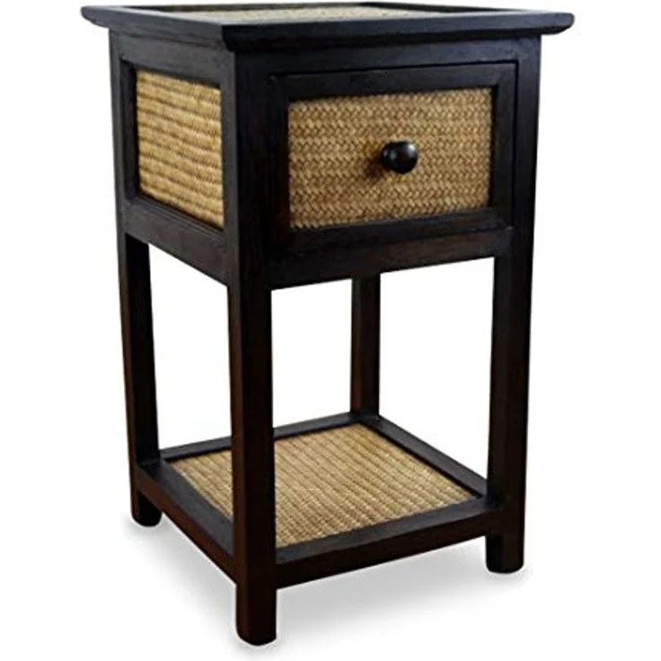 livasia Nachtschrank Rattan Nachttisch 35x35x55cm – Handgefertigt mit Schublade – Bild 1