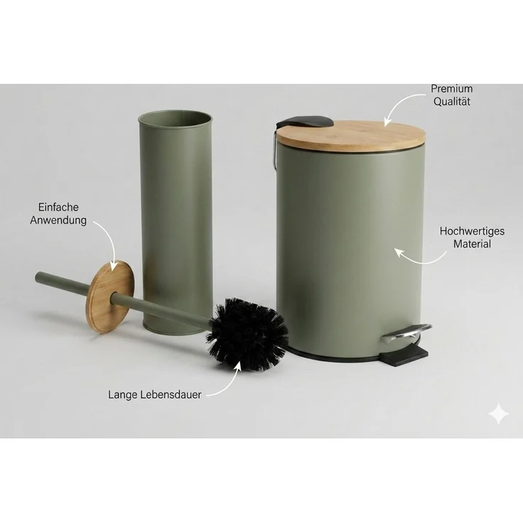 LikeKa Badaccessoire-Set 2 teilig Toilettenbürste und Kosmetikeimer matt mit Absenkautomatik – Bild 4