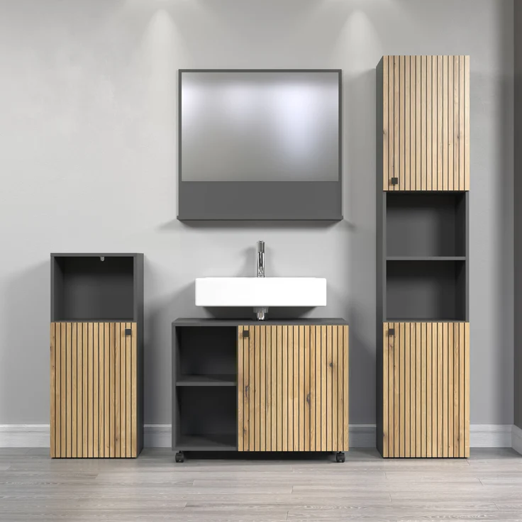 Badmöbel Set Bliss in Evoke Eiche und grau 180 cm – Bild 3