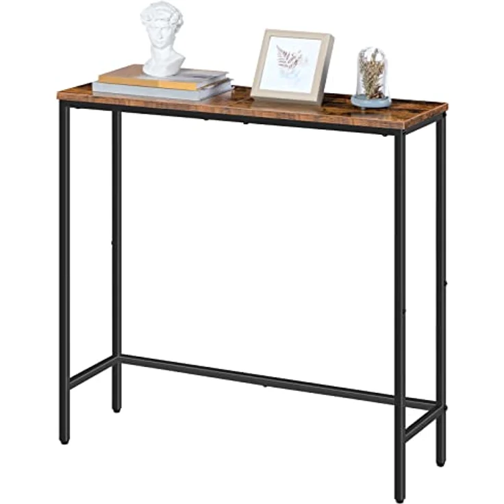 HOOBRO Schmal Konsolentisch, 75 cm Beistelltisch, Flurtisch, Kleiner Ausstellungstisch, Sofatisch für kleinen Raum, für Eingang, Flur, Dunkelbraun-Schwarz EBF75XG01 – Bild 10
