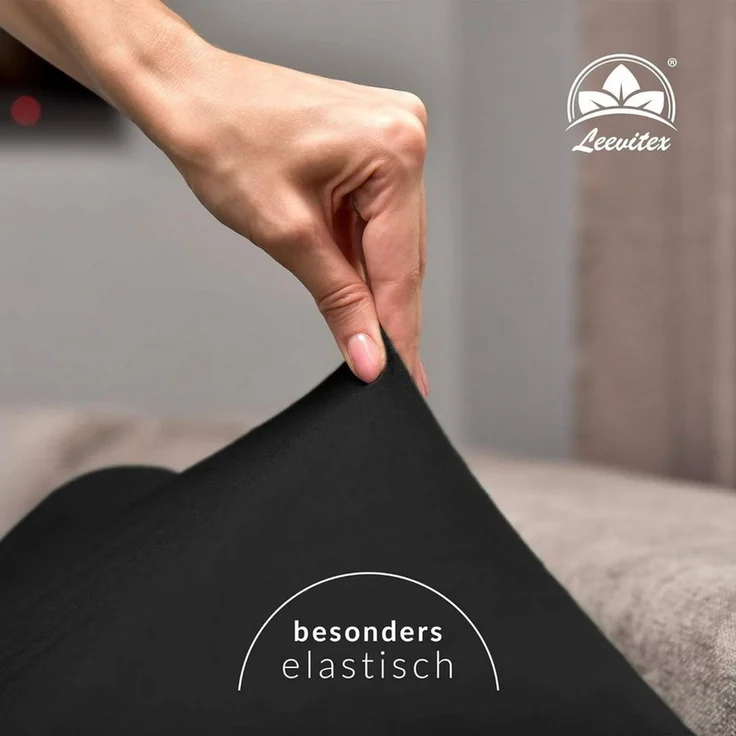 leevitex® Spannbettlaken, Premium 170g/m², Gummizug: rundum, schwer und dick, 100% Jersey-Baumwolle, Schwarz, Topper | 90 x 200 - 100 x 220 cm – Bild 3