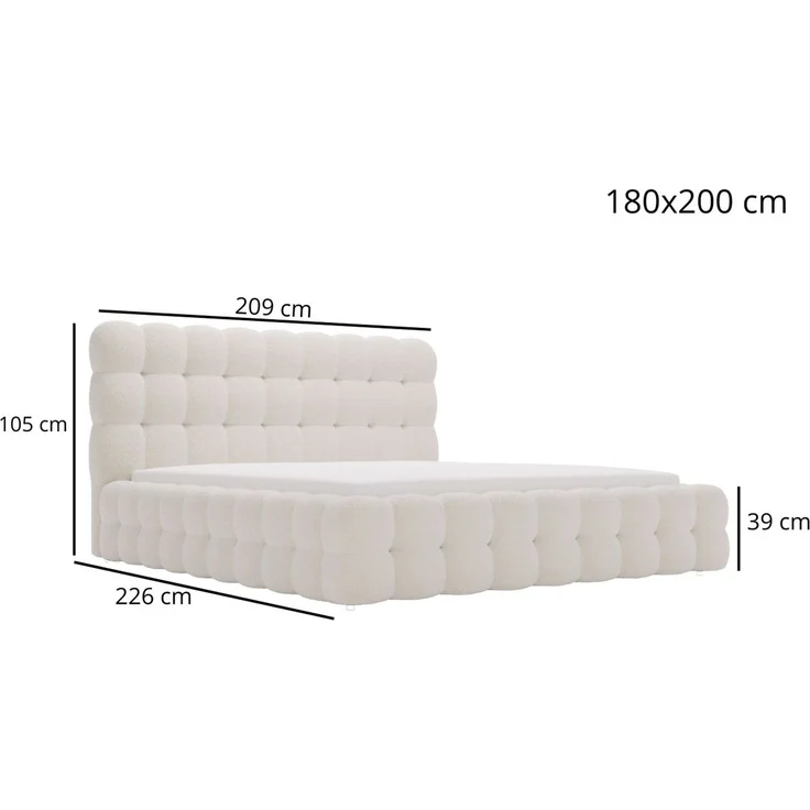 GRAINGOLD Twist Polsterbett 180x200, Doppelbett mit Bettkasten und Lattenrost, Bouclé-Stoff, Braun – Bild 7