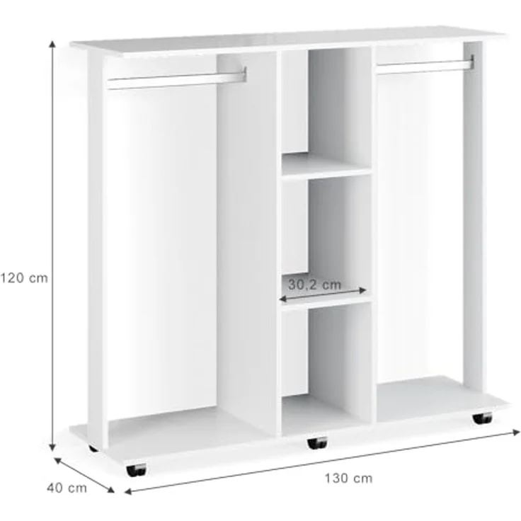 Kleiderschrank Robbie Weiß 130 x 120 cm Vicco – Bild 3