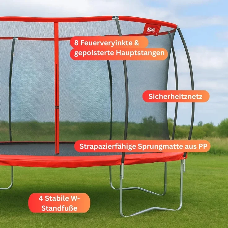 Best Sporting Gartentrampolin 57142 Superstar Red, Ø 426 cm, mit Netz – Bild 2