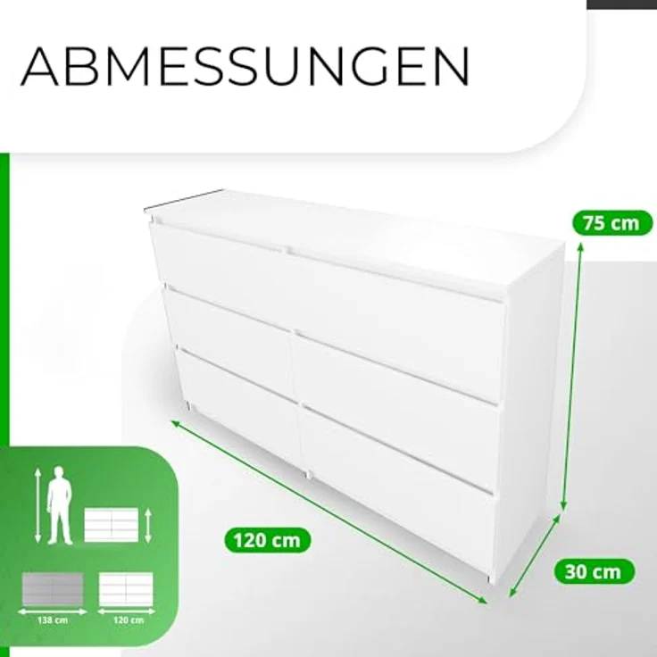 CDF Kommode Malwa M6 120| Farbe: Anthrazit - Eiche Artisan | Schrank für Dokumente, Kleinigkeiten | Ideal für Wohnzimmer, Schlafzimmer, Kinderzimmer, Jugendzimmer und Büro | 6 geräumige Schubladen – Bild 4